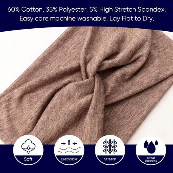 Extra Wide Headbands for Women Cotton Turban Knotted Bandana Head Bands Non Slip - Picture 5 of 7